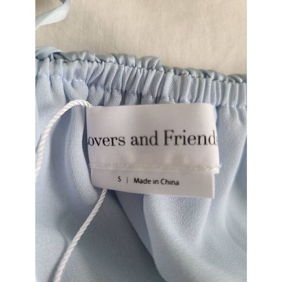 Lovers + Friends Mini Dress Womens Small Blue Off The Shoulder V-Neck Spaghetti - Picture 4 of 7